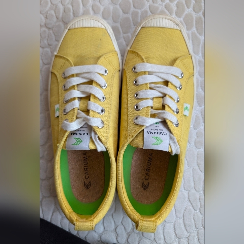 Cariuma OCA Low Platform Sneaker Yellow Canvas White Women's Shoe Size 8 - Picture 6 of 11